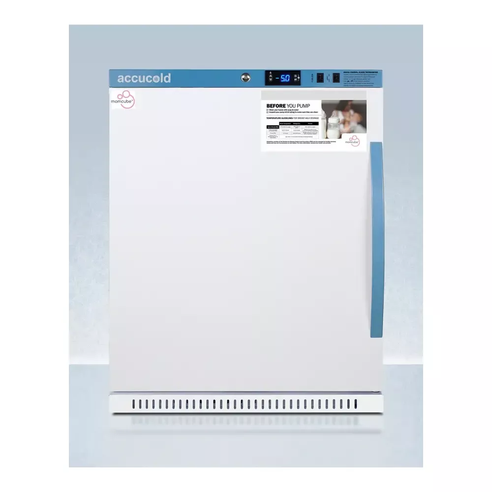 accucold-afz5pvbiadamclhd-momcube-24-white-upright-freezer AccuCold AFZ5PVBIADAMCLHD MOMCUBE 24" White Upright Freezer