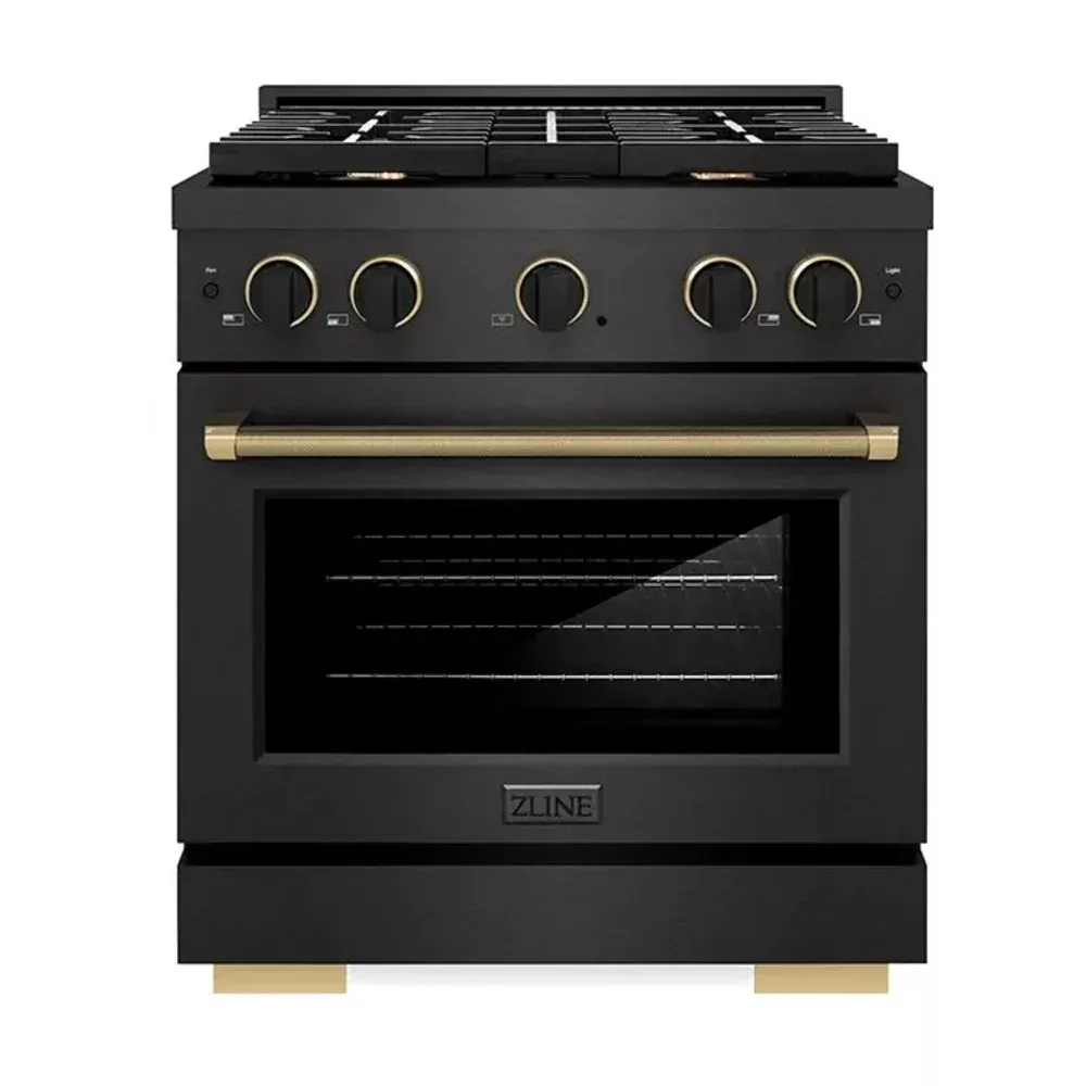 zline-sgrbsz30mbcb-paramount-30-black-stainless-steel-gas-range ZLINE SGRBSZ30MBCB Paramount 30" Black Stainless Steel Gas Range