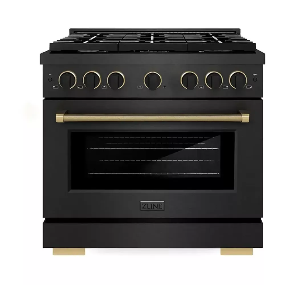 zline-sgrbsz36mbcb-paramount-36-black-stainless-steel-gas-range ZLINE SGRBSZ36MBCB Paramount 36" Black Stainless Steel Gas Range