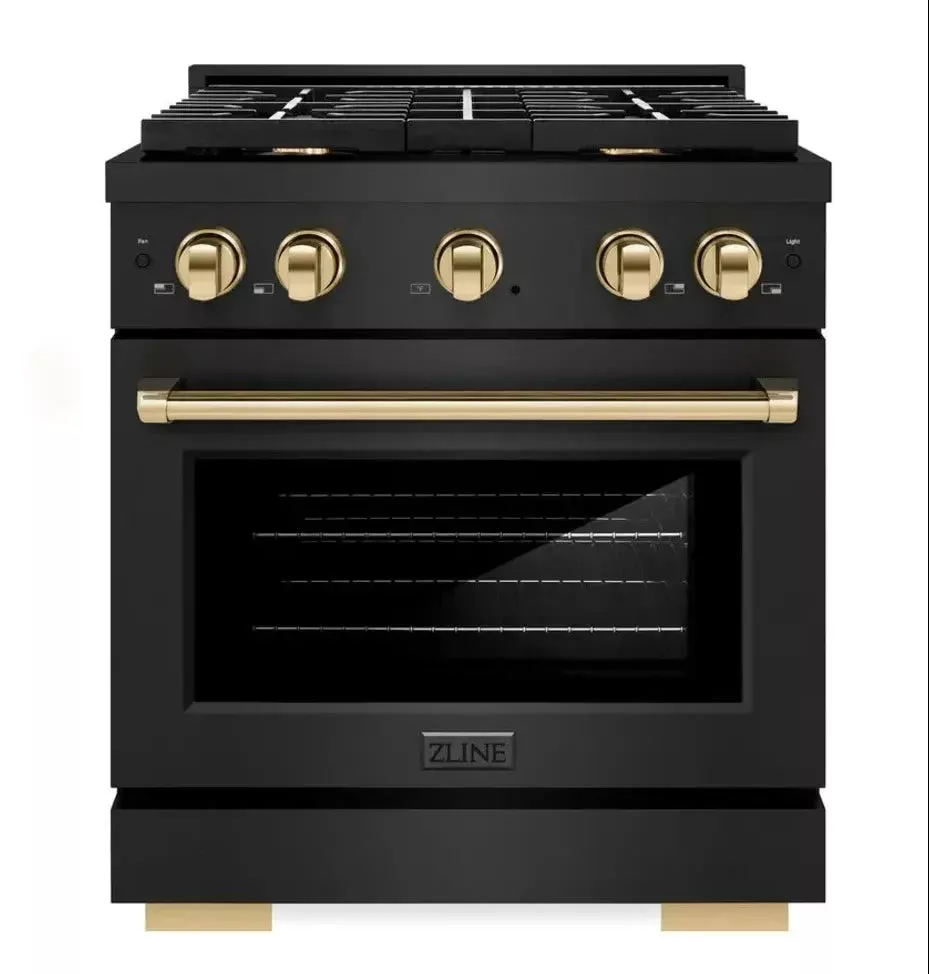 zline-sgrbz30g-paramount-30-black-stainless-steel-gas-range ZLINE SGRBZ30G Paramount 30" Black Stainless Steel Gas Range