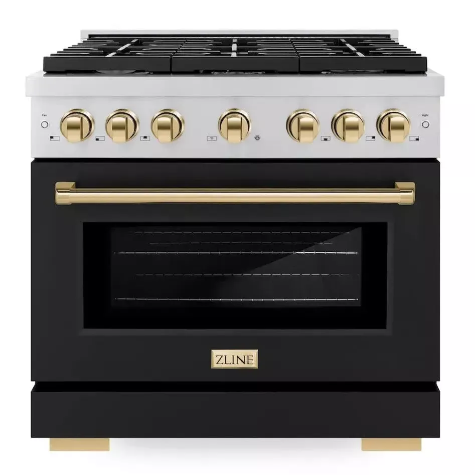 zline-sgrzblm36g-paramount-36-black-gas-range ZLINE SGRZBLM36G Paramount 36" Black Gas Range