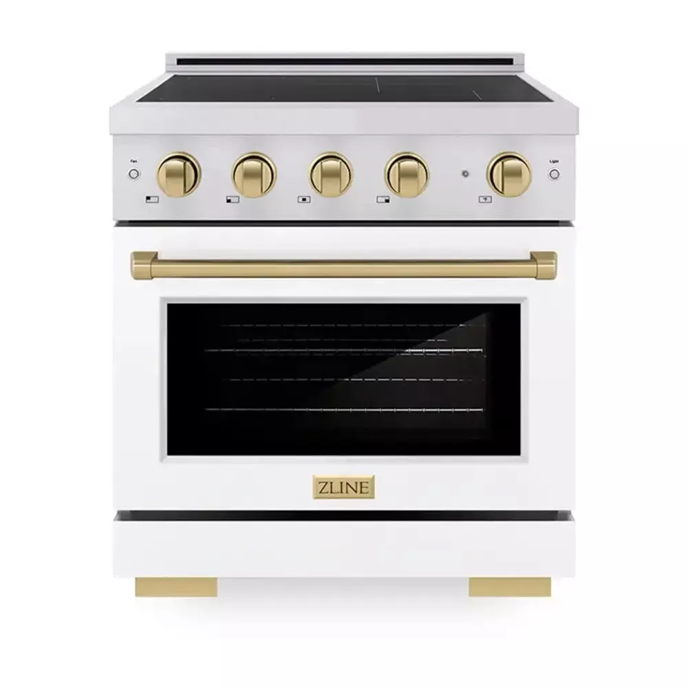 zline-sinrzwm30cb-paramount-30-white-induction-range ZLINE SINRZWM30CB Paramount 30" White Induction Range
