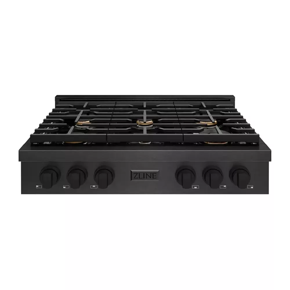 zline-srtbsbr36-paramount-36-black-stainless-steel-gas-cooktop ZLINE SRTBSBR36 Paramount 36" Black Stainless Steel Gas Cooktop