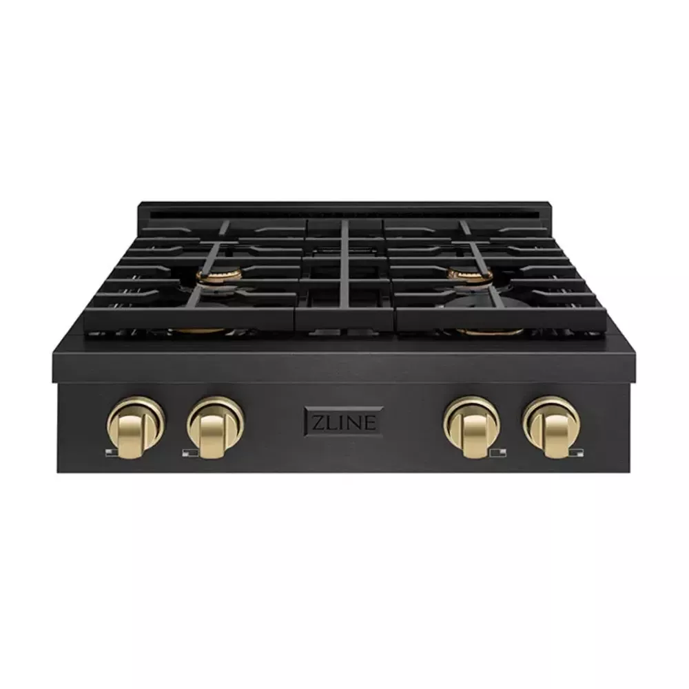 zline-srtbsz30cb-paramount-30-black-stainless-steel-gas-cooktop ZLINE SRTBSZ30CB Paramount 30" Black Stainless Steel Gas Cooktop