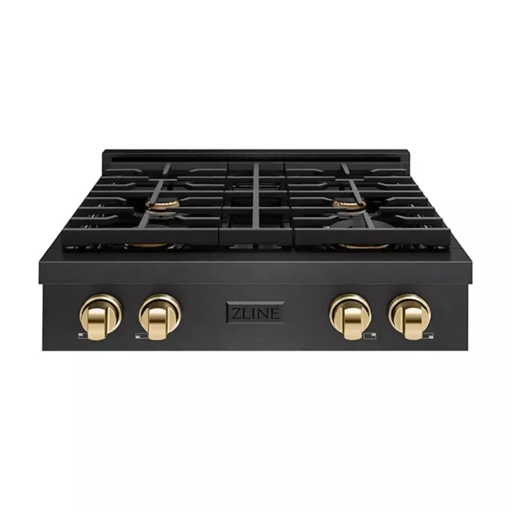 zline-srtbsz30g-paramount-30-black-stainless-steel-gas-cooktop ZLINE SRTBSZ30G Paramount 30" Black Stainless Steel Gas Cooktop