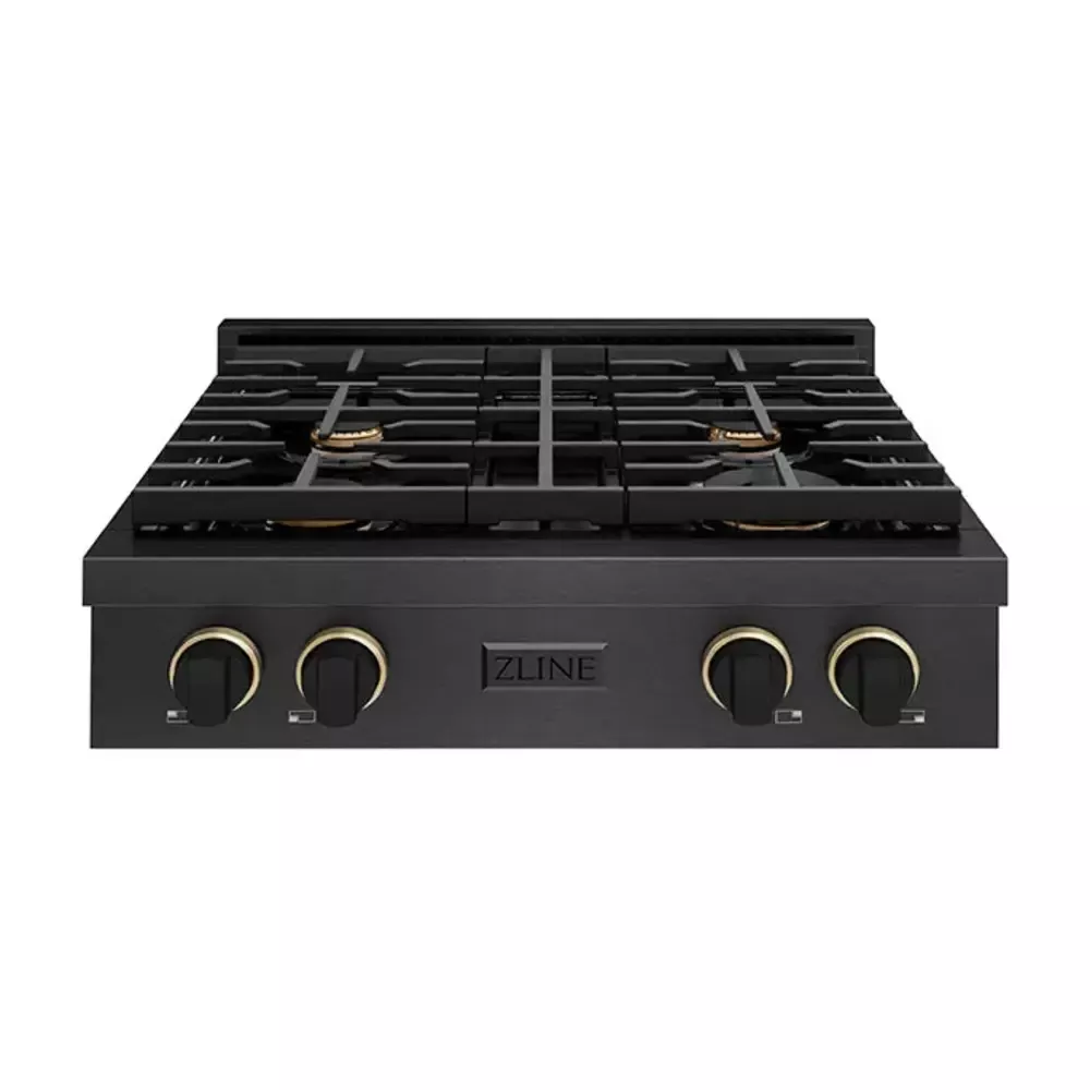 zline-srtbsz30mbcb-paramount-30-black-stainless-steel-gas-cooktop ZLINE SRTBSZ30MBCB Paramount 30" Black Stainless Steel Gas Cooktop