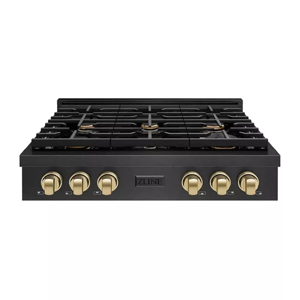 zline-srtbsz36cb-paramount-36-black-stainless-steel-gas-cooktop ZLINE SRTBSZ36CB Paramount 36" Black Stainless Steel Gas Cooktop