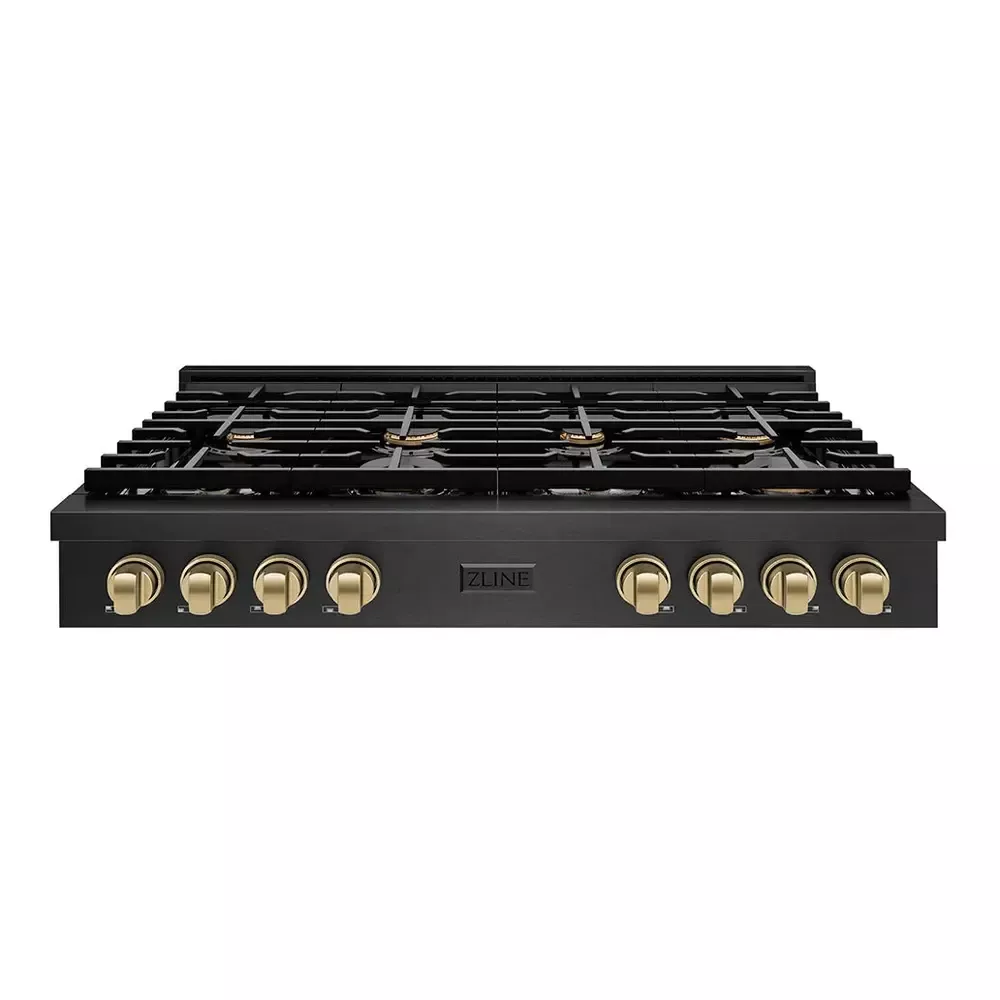 zline-srtbsz48cb-paramount-48-black-stainless-steel-gas-cooktop ZLINE SRTBSZ48CB Paramount 48" Black Stainless Steel Gas Cooktop