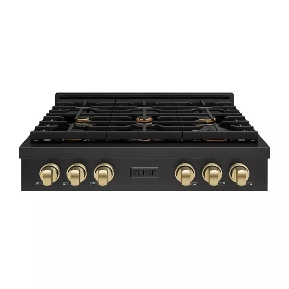 zline-srtbz36cb-paramount-36-black-stainless-steel-gas-cooktop ZLINE SRTBZ36CB Paramount 36" Black Stainless Steel Gas Cooktop