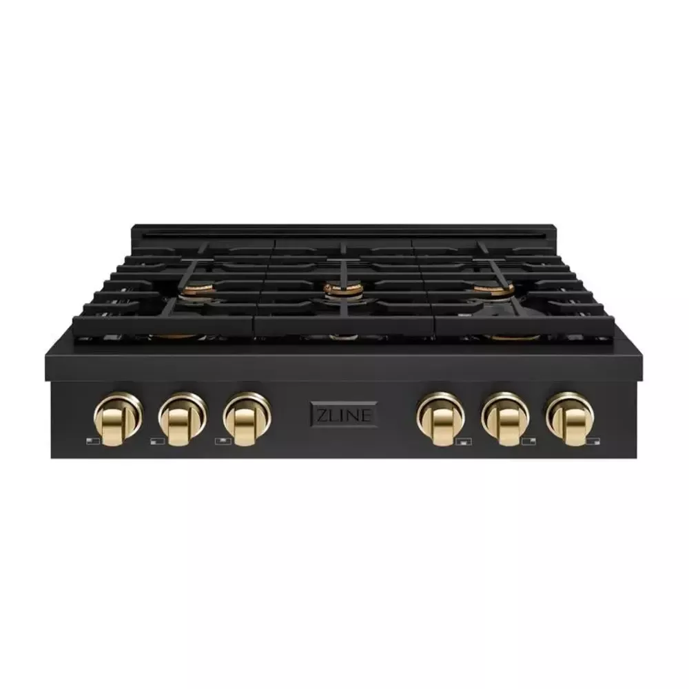 zline-srtbz36g-paramount-36-black-stainless-steel-gas-cooktop ZLINE SRTBZ36G Paramount 36" Black Stainless Steel Gas Cooktop