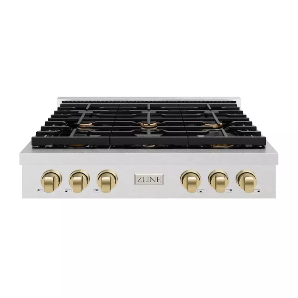 zline-srtsz36cb-paramount-36-stainless-steel-gas-cooktop ZLINE SRTSZ36CB Paramount 36" Stainless Steel Gas Cooktop